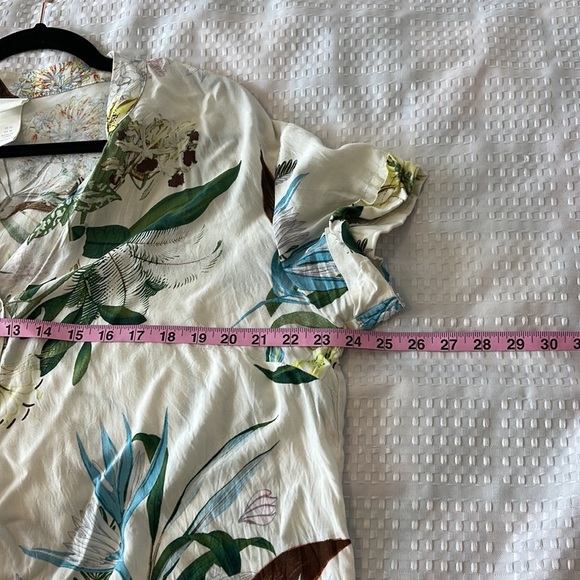 🍁H&M tunic top or beach coverup with flowers & leaves print - Picture 7 of 10